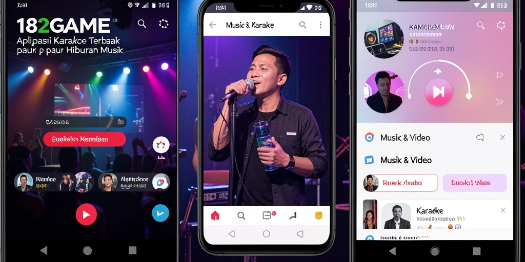 Tampilan antarmuka 182GAME dengan fitur Karaoke yang interaktif.