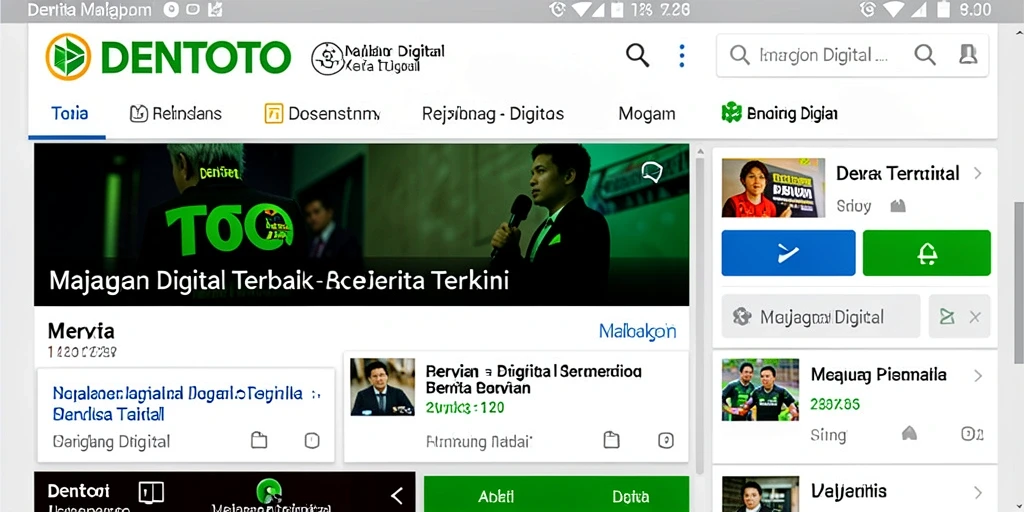 Antarmuka aplikasi DENTOTO dengan tampilan berita terkini dan menarik.