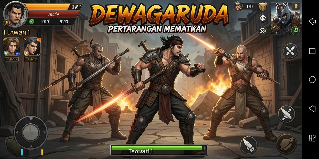 Tampilan antarmuka pertempuran seru dalam DEWAGARUDA.