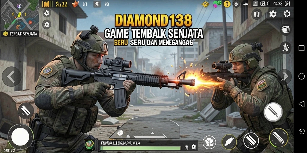 Antarmuka permainan DIAMOND138 dengan tampilan aksi tembak menembak