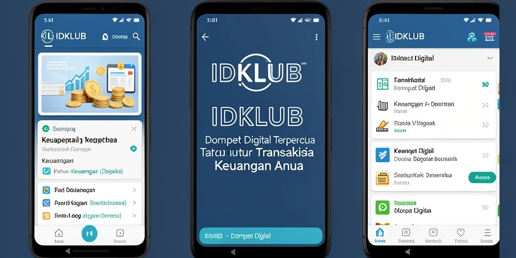 Antarmuka IDKLUB yang sederhana dan fungsional untuk transaksi keuangan.