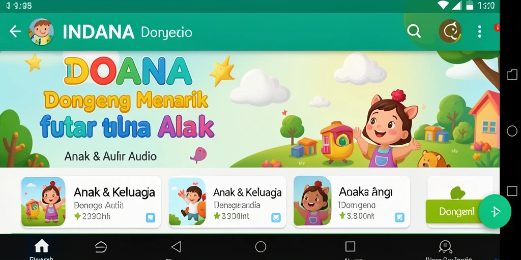 Antarmuka INDAAA yang ramah anak menunjukkan kebahagiaan saat mendengarkan dongeng.