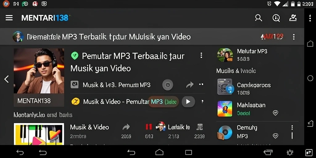Antarmuka MENTARI138 dengan fungsi Pemutar MP3 yang intuitif.