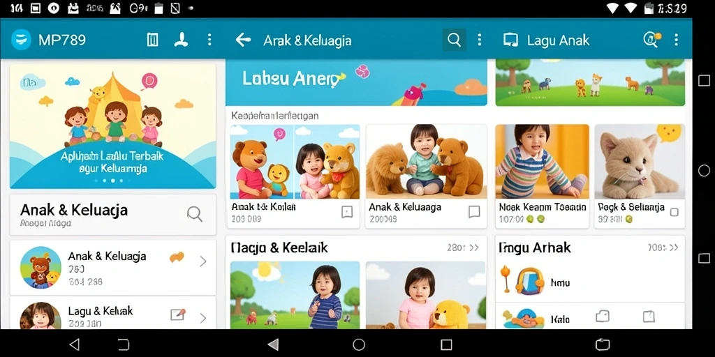 Tampilan antarmuka yang ceria dan menarik untuk anak-anak.