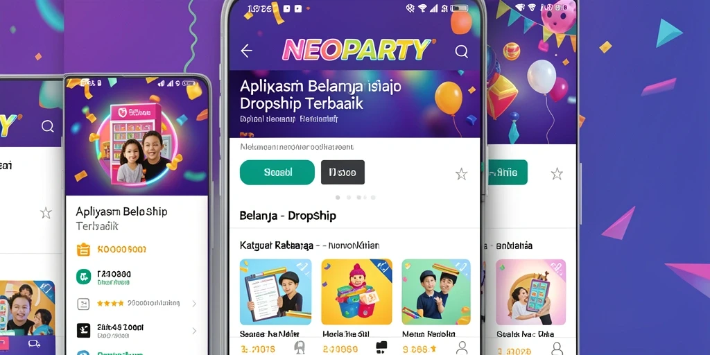 Antarmuka NEOPARTY yang menarik dan fungsional untuk dropshipping.