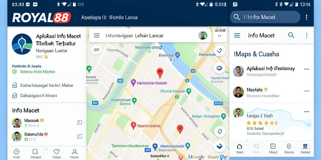 Antarmuka aplikasi ROYAL88 menampilkan kondisi lalu lintas terkini dan ramalan cuaca.