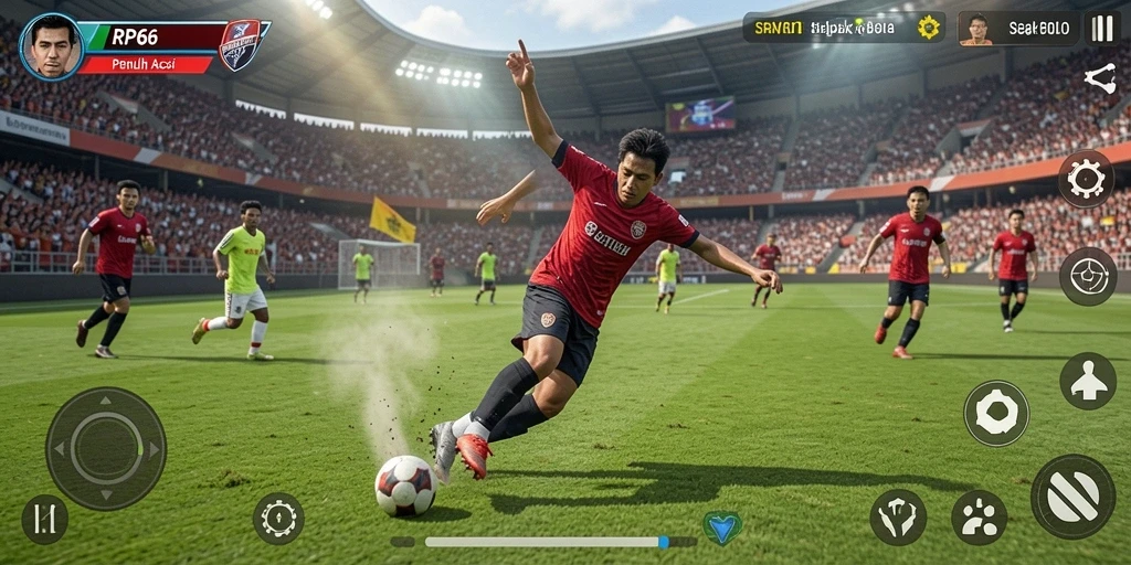 Tampilan antarmuka RP66 yang menarik dan intuitif untuk permainan Sepak Bola.
