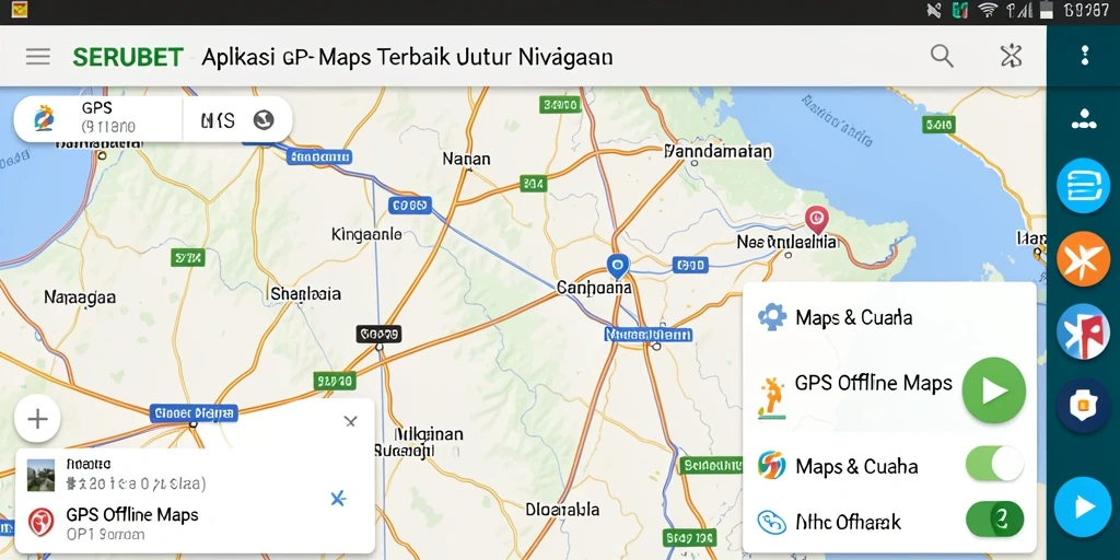 Antarmuka SERUBET yang intuitif untuk navigasi GPS Offline Maps.