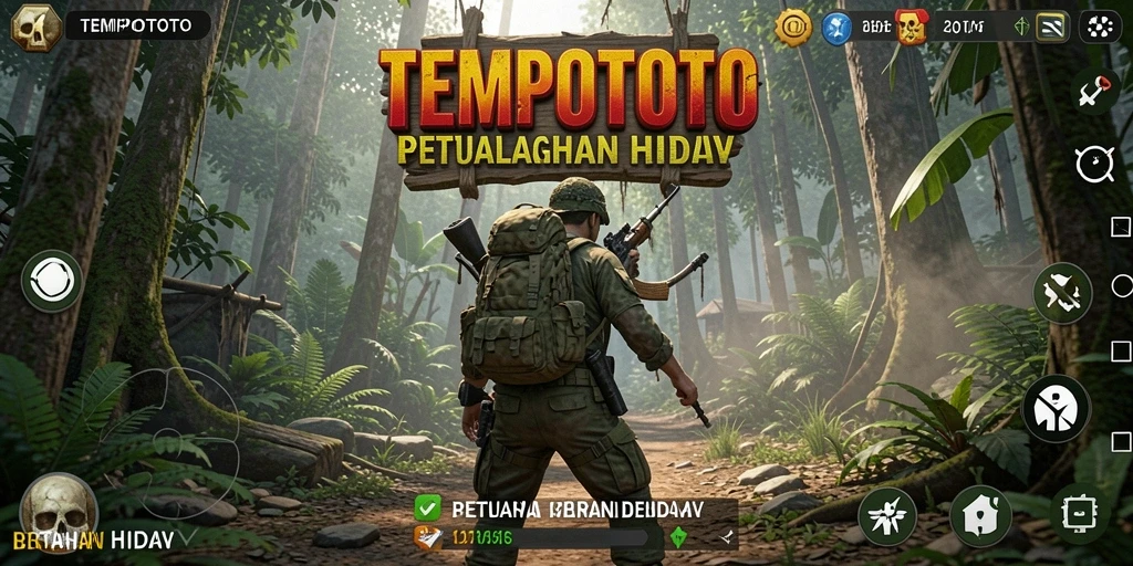 Antarmuka TEMPOTOTO yang intuitif dan menarik untuk game Bertahan Hidup.