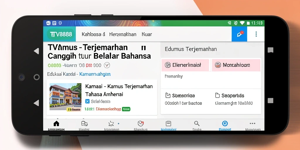 Antarmuka TV888 yang sederhana dan fungsional untuk Kamus Terjemahan.